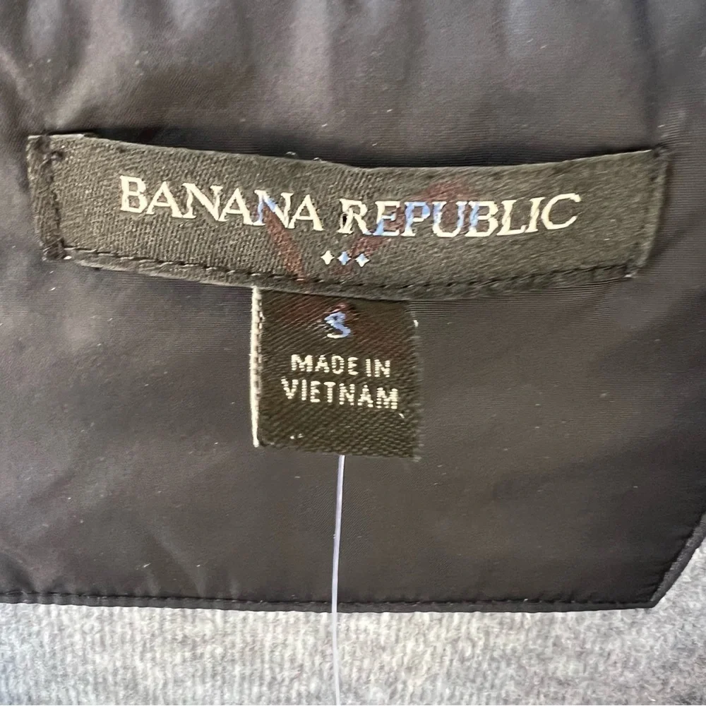 BANANA REPUBLIC SOFT FLEECE MARLED GRAY BLACK ZIPPER AND SNAP FRONT JACKET S NWT
